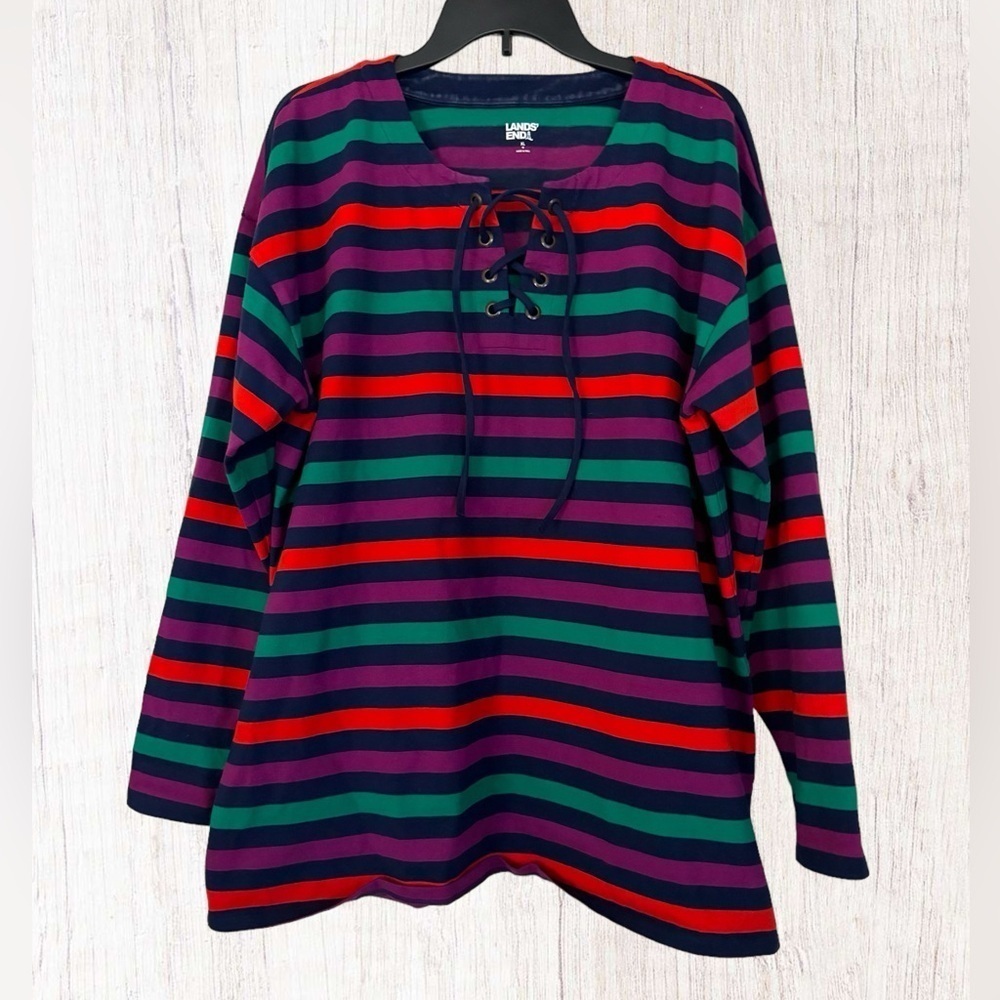 Lands End Woven Tunic or Swim Coverup Multi Stripe size XL